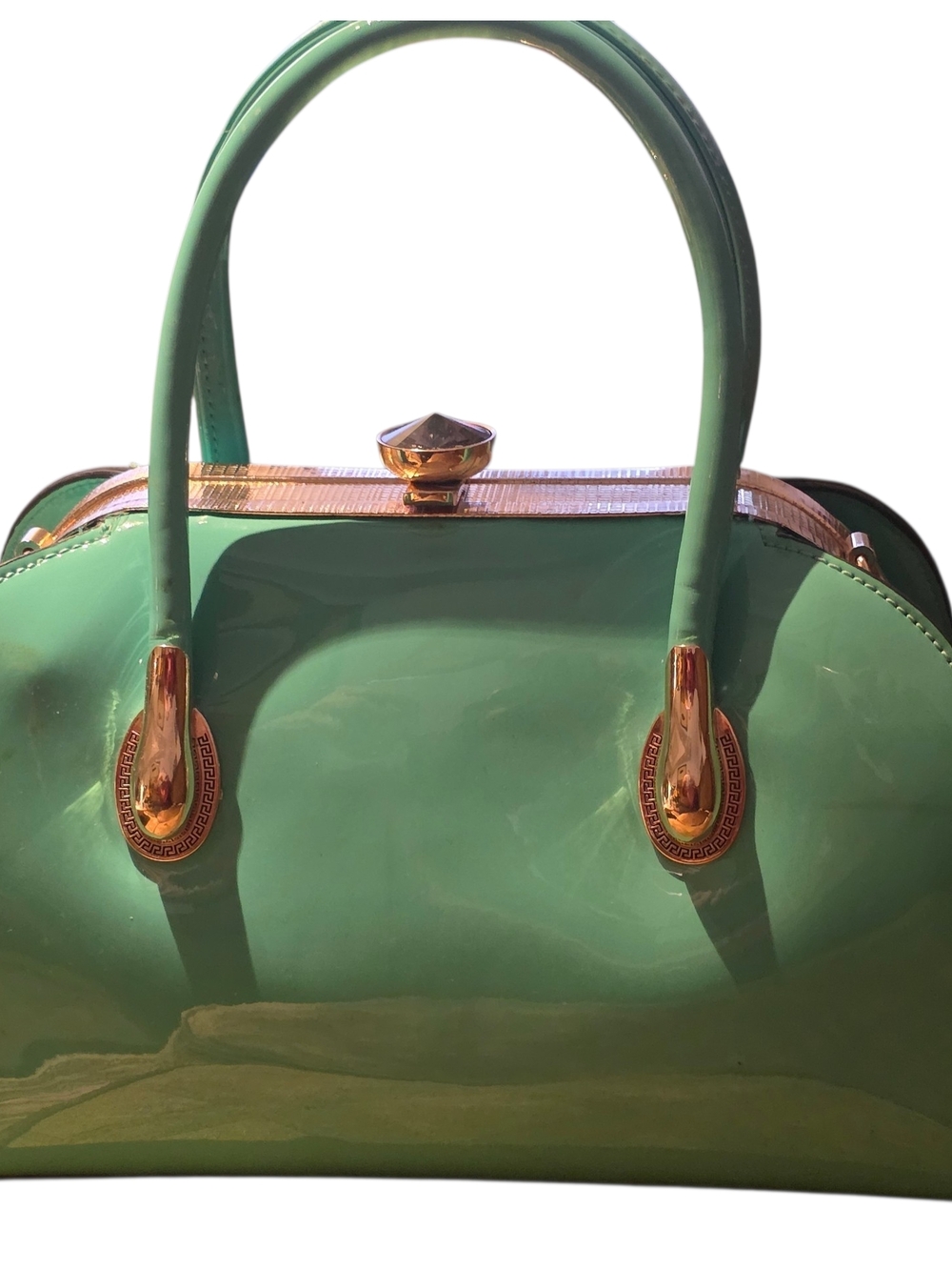 Green Patent Dome Satchel Handbag